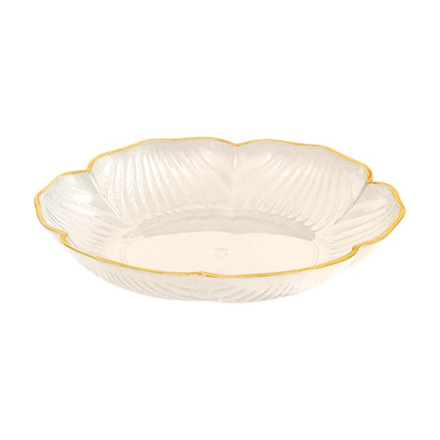 Tauxra Clear Patterned Lotus Edge Plastic Fruit Bowl Food Grade Serving Dish For Living Room Coffee Table