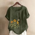 thumbnail image 1 of SMihono Hauts d'Été Décontractés pour Femmes, Chemise Ample à Manches Courtes et Col Rond avec Imprimé Floral, Grande Taille, 1 of 5