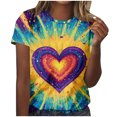 thumbnail image 5 of Pisexur Hauts d'Été pour Femmes, Hauts pour Femmes, Hauts de Sortie pour Femmes, Hauts pour Dames, T-Shirt à Manches Courtes Col Rond Imprimé Mode Décontractée Bleu Ciel,S, 5 of 5