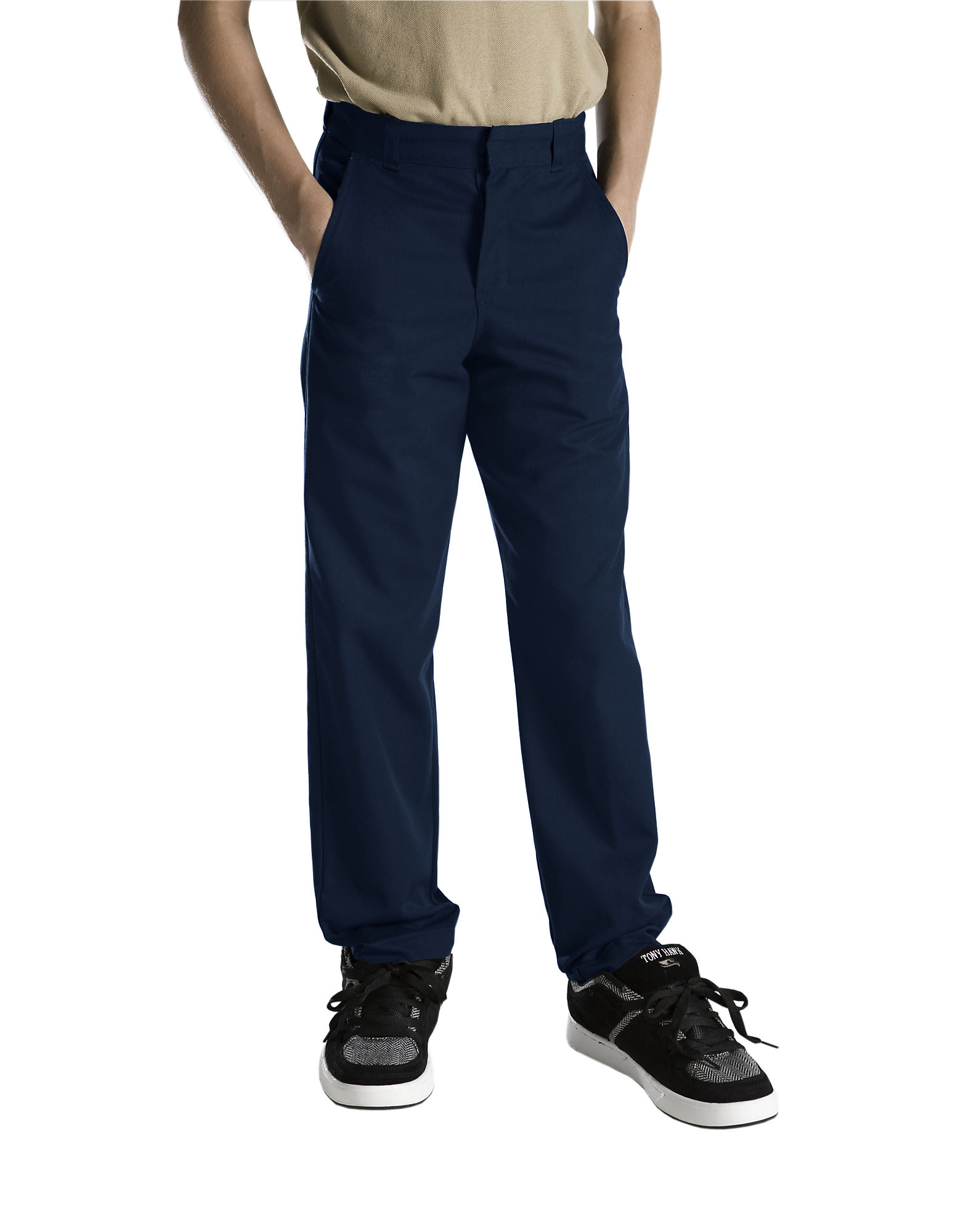 Dickies Boys Classic Fit Straight Leg Flat Front Pants, 4-7, 7, Dark Navy