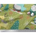 thumbnail image 2 of Soimoi Green polyester Crepe Fabric Christmas Tree & Penguin Cartoon Decor Fabric Printed Yard 52 Inch Wide, 2 of 5