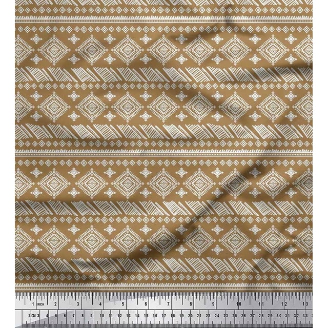 Soimoi Cotton Cambric Fabric Aztec African Print Sewing Fabric Yard 42 Inch Wide