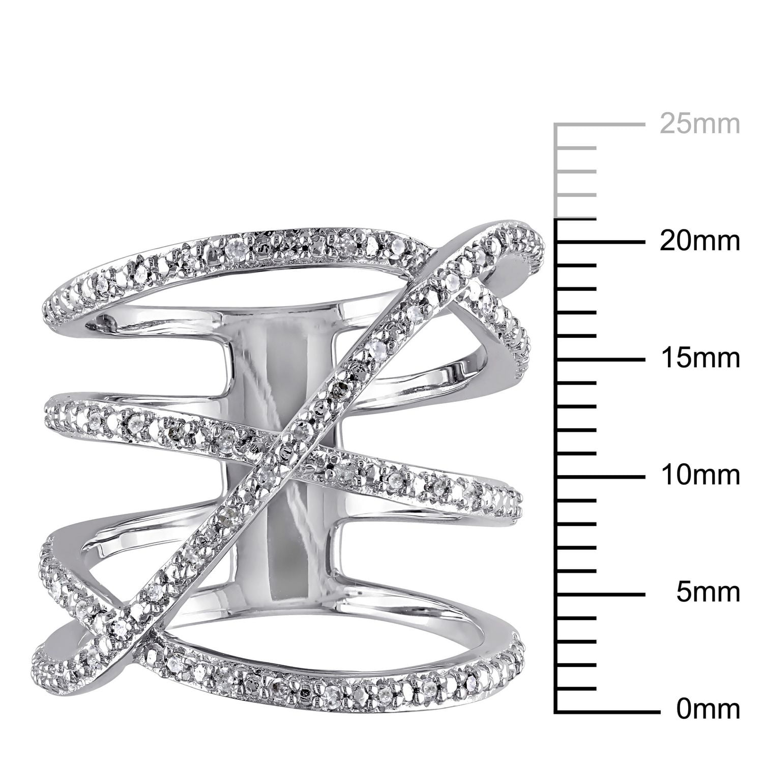 Bague entrecroisée Miabella avec diamants 1/5 CT poids total en argent sterling