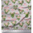 thumbnail image 1 of Soimoi Polyester Crepe Fabric Floral & Cute Animals Cartoon Print Fabric by The Yard 42 Inch Wide, 1 of 3