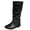 Black, variant on Zhanying Women's Slouchy Knee High Boots Pull On Flat Boots with Side Zipper Fall Winter Western Cowgirl Booties for Women Soft Faux Leather Round Toe Low Heels Combat Mid Calf Tall Dress Boots