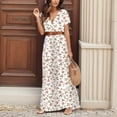 thumbnail image 2 of Women Daily Slim Dress Knee Length Dress for Women Long Dress Sleeveless Cold Summer Work Dresses Shoulder Solid&Print Split Hem Ladies Dresses Summer Casual Drawstring Casual Dress, 2 of 6