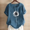 thumbnail image 2 of AMERTEER T-Shirt à Manches Courtes à Imprimé Tournesol pour Femme T-Shirt à Col Rond pour Femme, 2 of 3