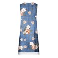 thumbnail image 4 of Pisexur Robe en Denim pour Femme Sans Manches à Col en V, Robe Midi à Fleurs, Décontractée, Fente Latérale, Robe-Chemise en Jean, 4 of 4
