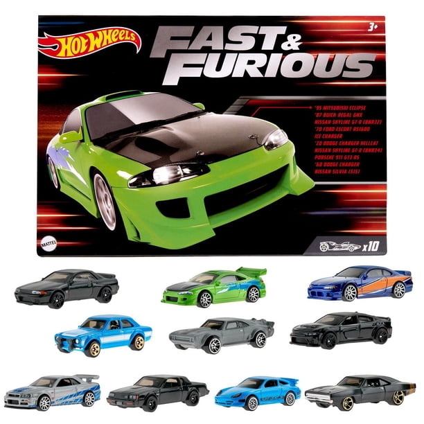 Hot Wheels Cars, Fast & Furious Themed 10-Pack of Vehicles