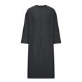 thumbnail image 3 of AherBiu Plus Size Mens Kaftan Thobe Button down Shirts with Pockets Long Sleeve Side Split Casual Muslim Robe, 3 of 5
