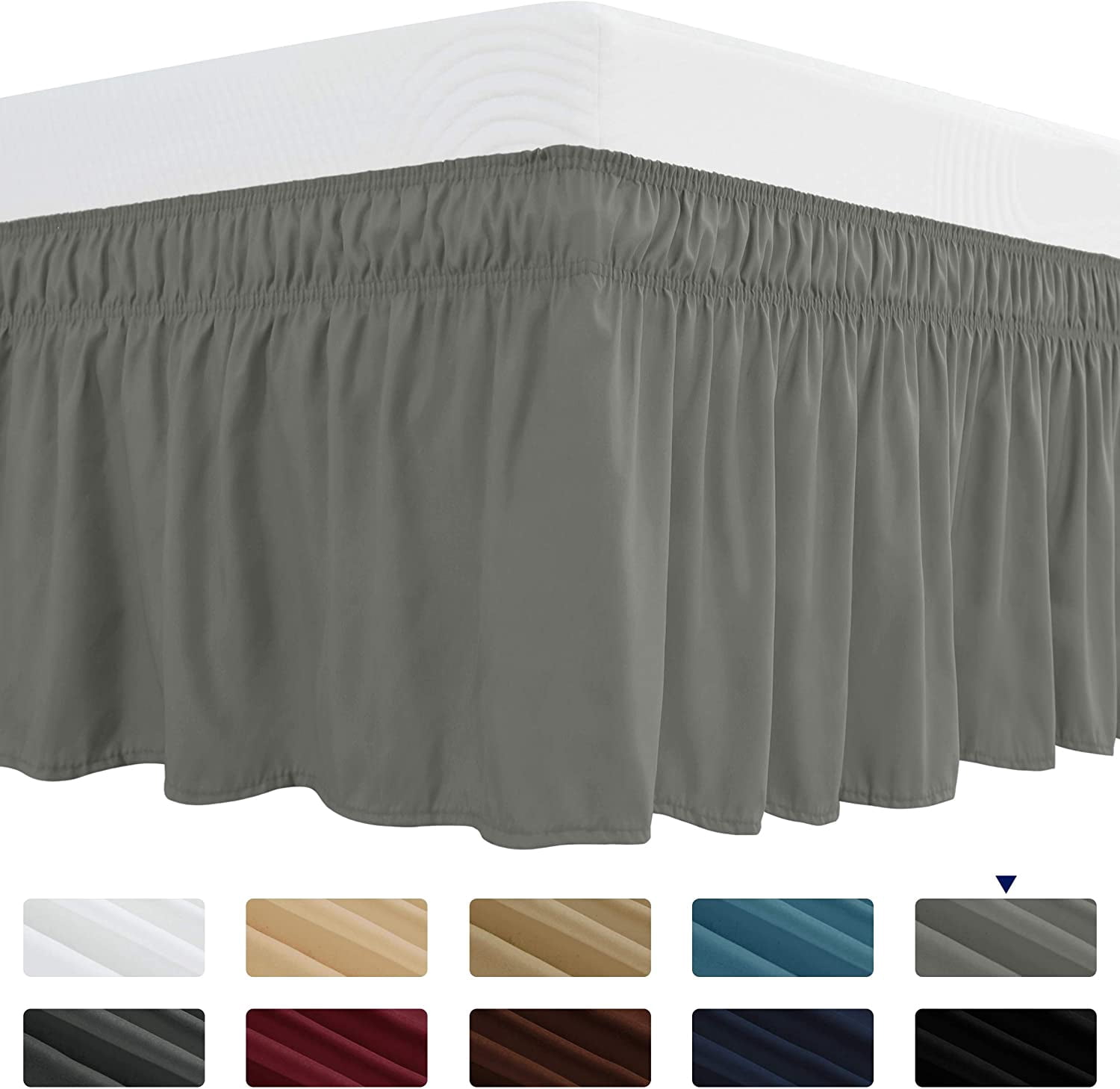 Subrtex Easy Fit Bed Skirts , Wrap Around Dust Ruffle with Long Tailored Drop