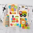 thumbnail image 2 of Visland Smooth Surface Hand-eye Coordination Wood Color Words Animal Shape 3D Puzzles for Kids, 2 of 8