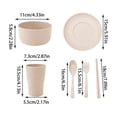 thumbnail image 3 of 6-Piece Reusable Tableware Set, Eco-Friendly Straw Material Heat-Resistant Portable Cutlery, Stackable Bowl Cup Spoon Fork Chopsticks for Home Travel Camping, Beige, 3 of 6