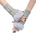 thumbnail image 1 of TISHITA Gants pour Femmes Demi-Doigt Gants Chauds Sans Doigts pour Course Sport Extérieur Cyclisme Gris Clair, 1 of 7