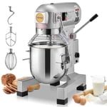 VEVOR Commercial 14L Stand Mixer, Sparkling Silver with Dough Hook, Flat Beater, Wire Whip