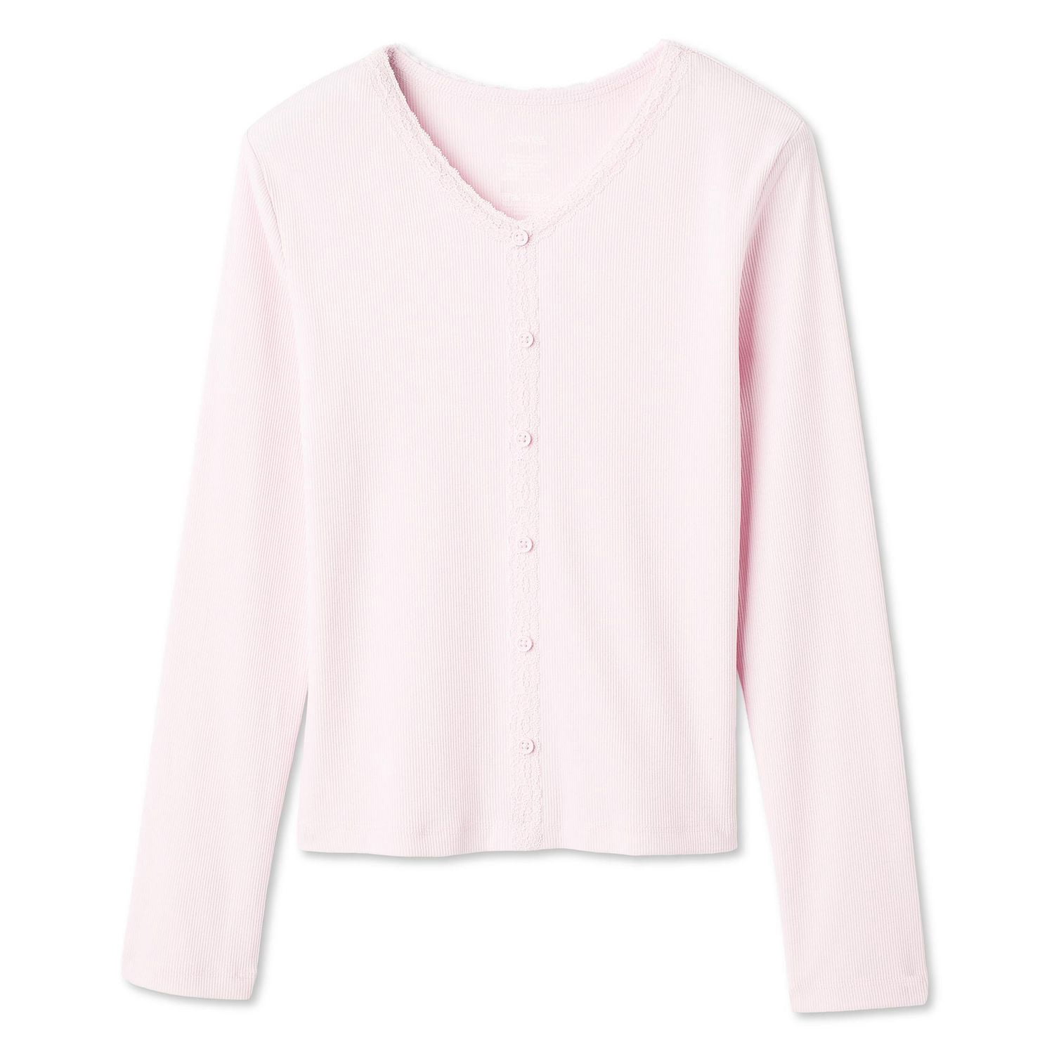 George Girls' Lace Trim Rib Top