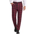 thumbnail image 1 of INSPIRE CHIC Pantalon à Carreaux pour Homme, Léger, Coupe Régulière, devant Plat, 32, Noir Rouge, 1 of 7