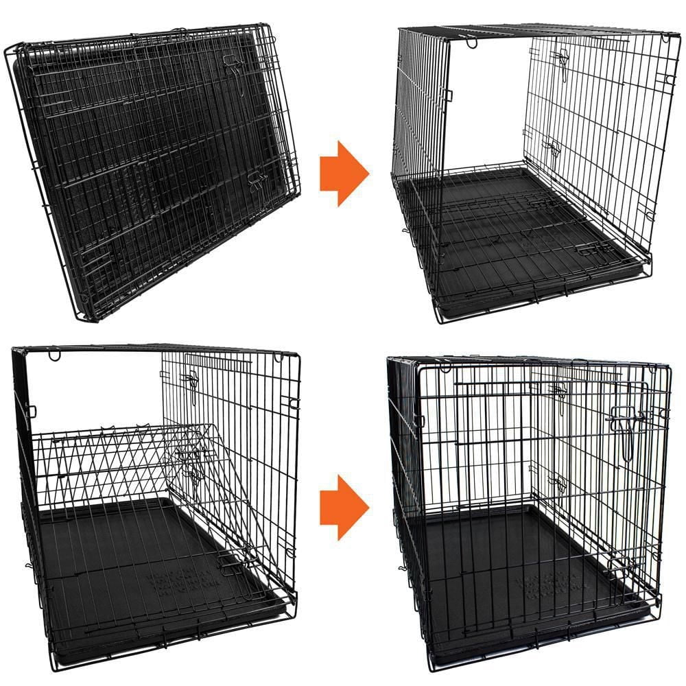 Vibrant Life Double-Door Metal Wire Dog Crate with Divider,48 in