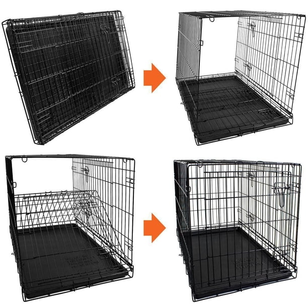 Vibrant Life Double-Door Metal Wire Dog Crate with Divider,48 in