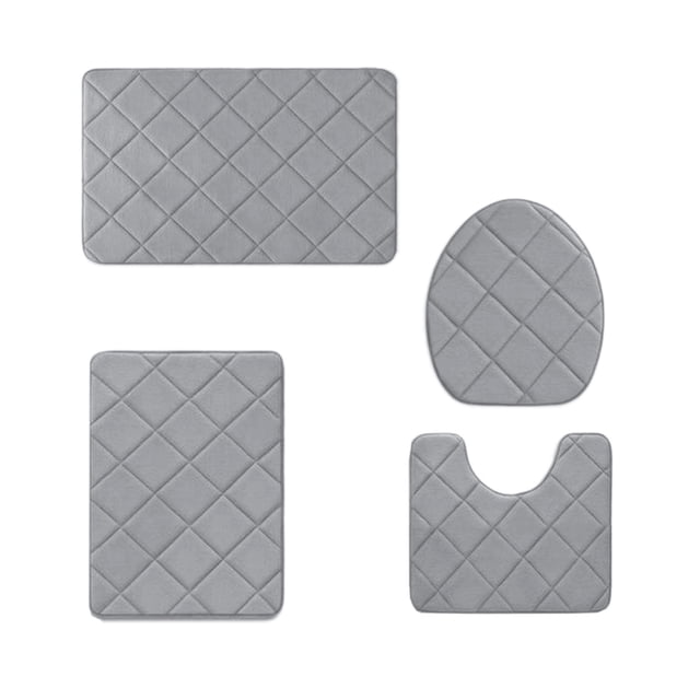 Rbaofujie Dorm Rug Memory Foam Bath Mat 4 Set Bathroom Rugs for 4 Pcs Toilet Mats Universal Soft Comfortable Water Absorption Non-Slip Thick Machine Washable Easier To Dry Dark Room Decor Rugs