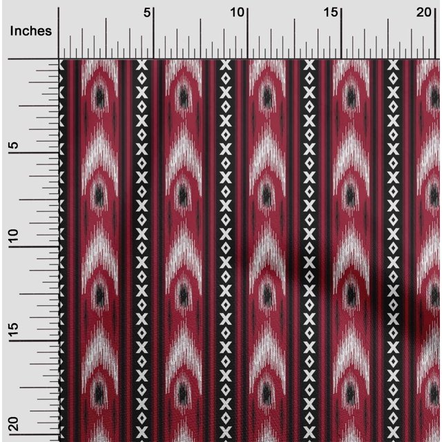 oneOone Viscose Chiffon Fabric Stripe & Geometric Ikat Print Fabric By Yard 42 Inch Wide