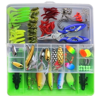 Soft Plastic Fishing Lures 101Pcs Trout Bass Fishing Lures Crankbaits Set Kit Soft and Hard Bait Hooks+ Box Fishing Lures for Bass Kit
