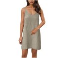 thumbnail image 2 of Ovzne Robes Grande Taille pour Femmes aux Courbes Robe de Plage Mode pour Femmes Couleur Unie Bretelles Col en V Robe Ample et Confortable Robe pour Femmes Liquidation, 2 of 7
