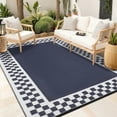 thumbnail image 2 of Outdoor Waterproof Rug 9x18 Large Modern Neutral Outdoor Patio Rugs, Reversible Fade-Proof & Weather Resistant Large Area Rug Mats for Rv Deck Porch Picnic Beach Balcony, Black Blue White, 2 of 10