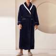 thumbnail image 2 of FhsagQ Pajamas Men's Pajamas Bikini Underpants Mens Fuzzy Robe Mid Length Bathrobe Belted Soft Bath Robes Kimono Robe with Pockets Fall Winter Spa Robes Mens Pajamas Trunks with Super Fit Navy XXXL, 2 of 3