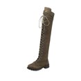 thumbnail image 1 of XZNGL Womens Winter Solid Color Warm Suede Side Zipper Lace Up Knee Flat Rider Boots, 1 of 9