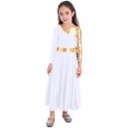 thumbnail image 3 of RUNQHUI Robe de Danse Métallique Dorée pour Filles, Prière Lituricale Blanche 4, 3 of 6