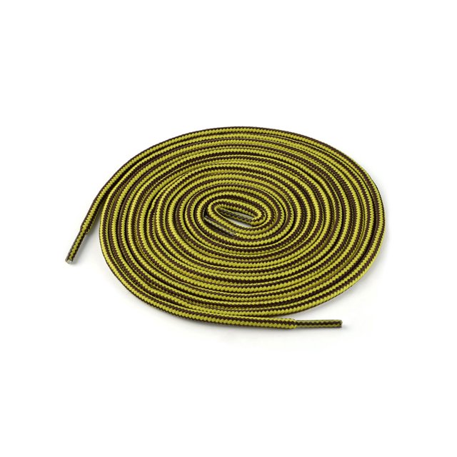 INSPIRE CHIC Unisex Round Rope Dual Colored Striped 1/5 Thick Boot Shoelace 90cm / 35.43" Gold Yellow Coffee