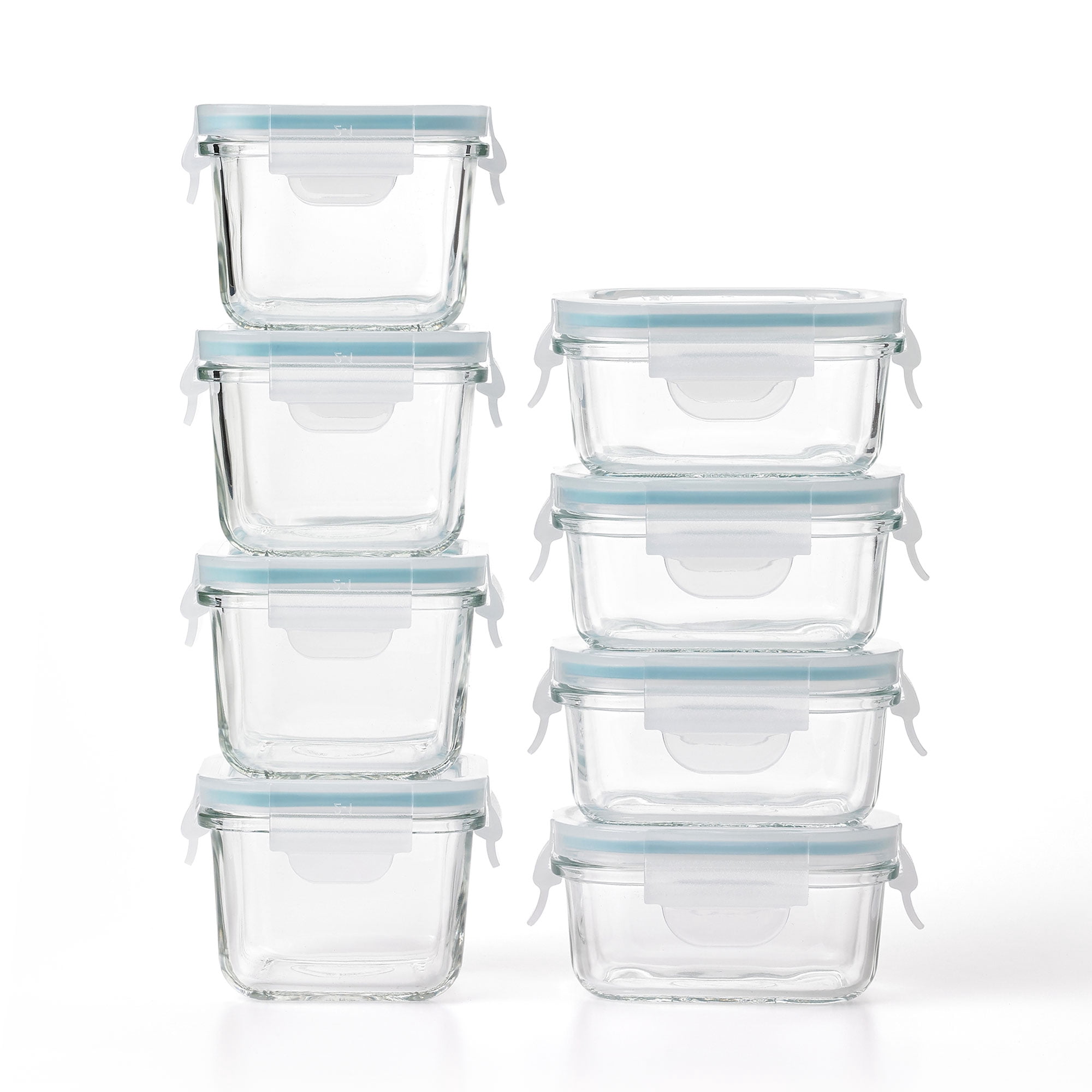 Glasslock Mini 5 & 7 Oz Tempered Glass Food Storage Container Set, 8 Pieces