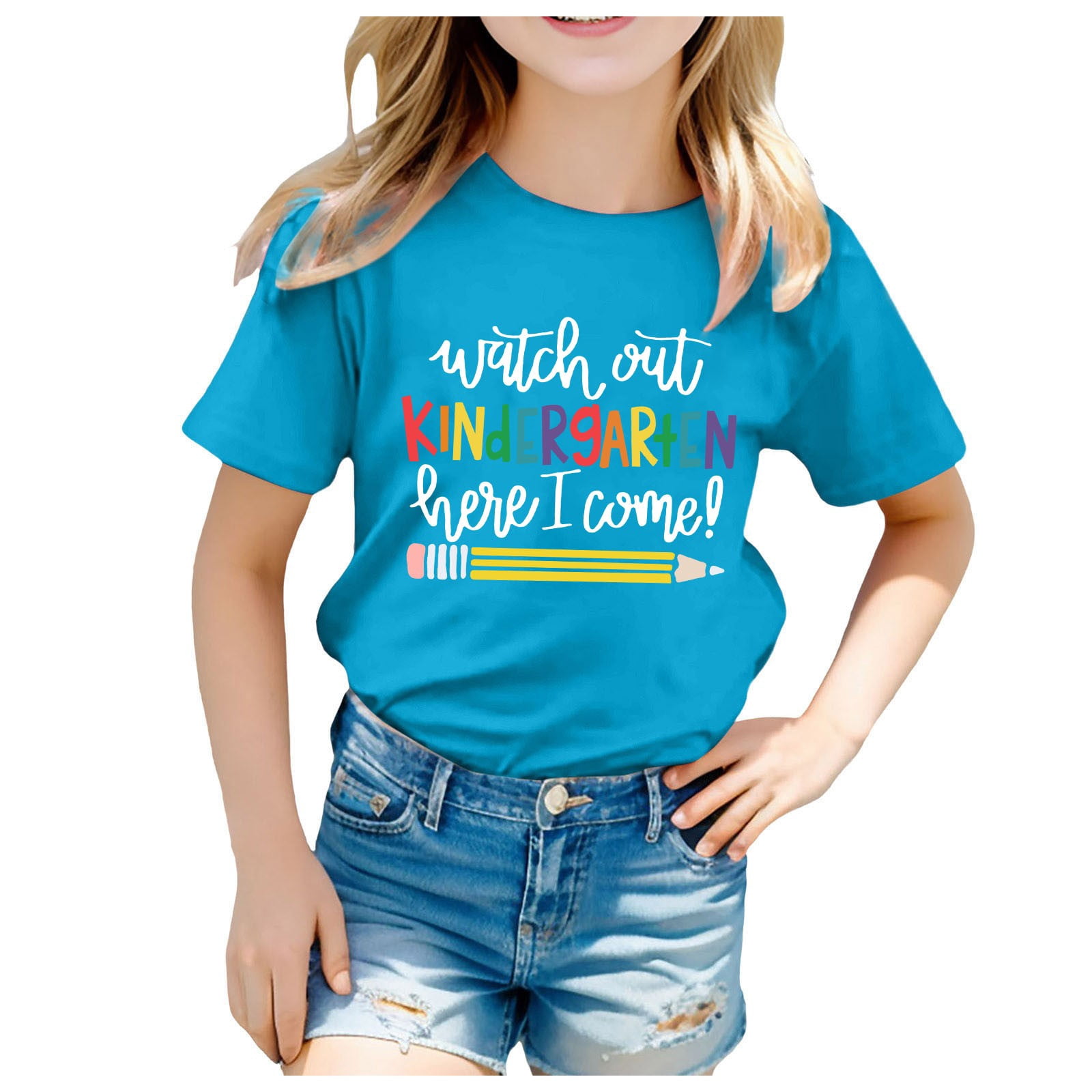 TZEWGL T-Shirts pour Nouveau-Né Saison de Rentrée Imprimé Manches Courtes Col Rond Vêtements pour Bébés Taille 5-6T