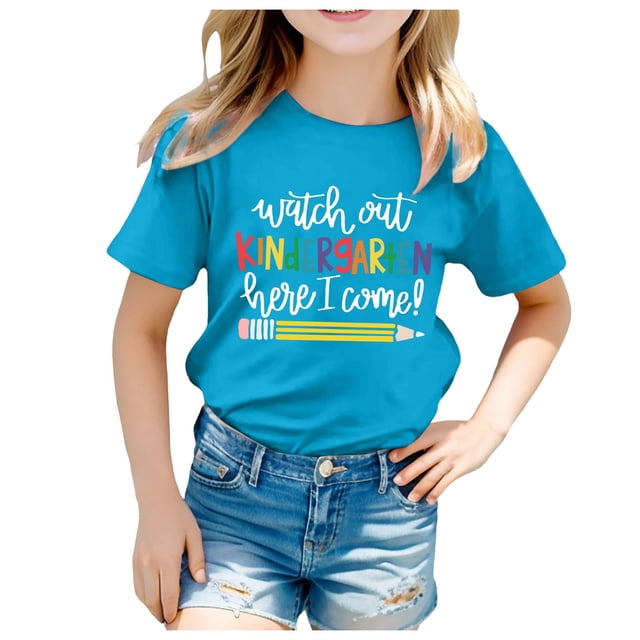 TZEWGL T-Shirts pour Nouveau-Né Saison de Rentrée Imprimé Manches Courtes Col Rond Vêtements pour Bébés Taille 9-10T