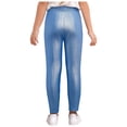 thumbnail image 2 of MSemis Girls Jazz Dance Leggings Metallic Ribbed Elastic Waistband Solid Color Toursers for Hip-hop Performance Light Blue 100, 2 of 7