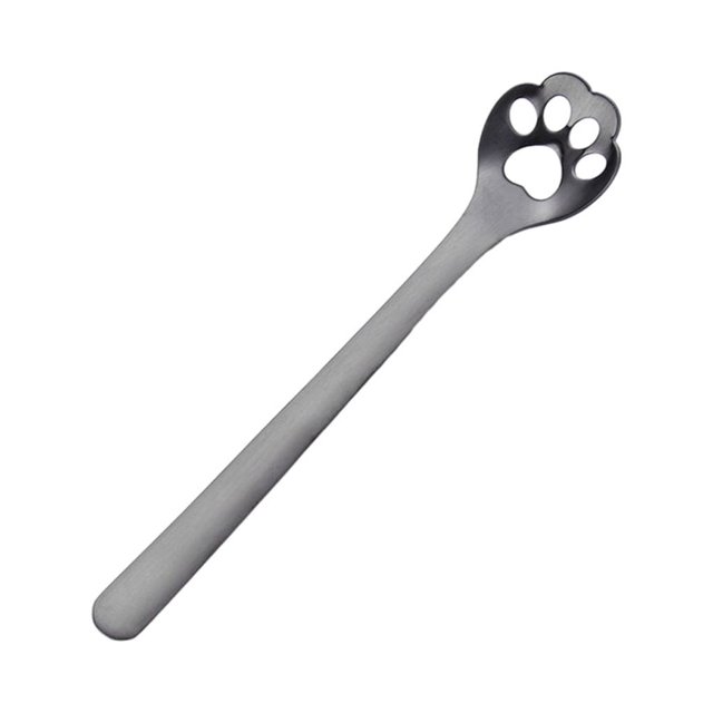 Redempat Cute Tea Spoon Exquisite Stainless Steel Spoon For Tea Drinking Teaware Cat's Claw Black 1 1Set