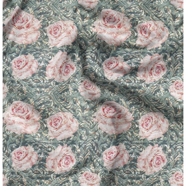 Soimoi Moss Georgette Fabric Peony Floral Printed Craft Fabric by The Yard 42 Inch Wide