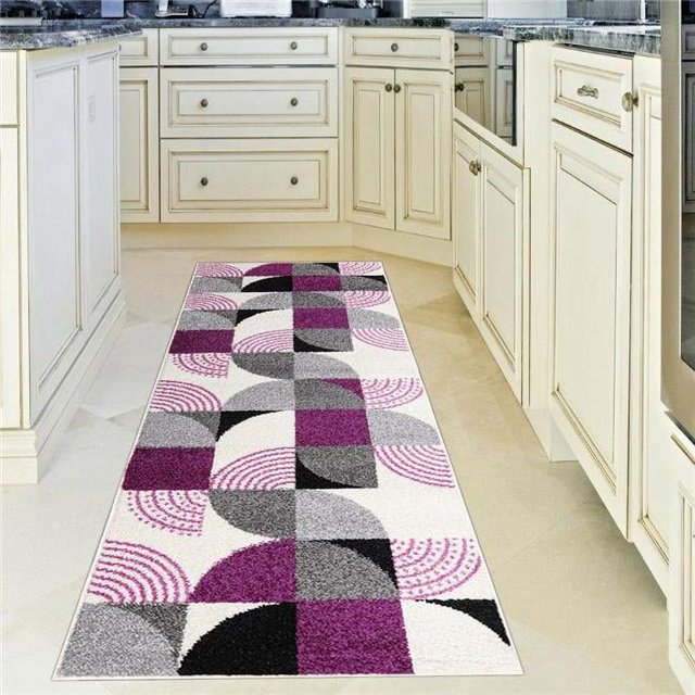 Lbaiet CH688Z23 Alaiya Geometric 2 x 3 ft. Scatter Rectangle Area Rug, Purple, White, Gray & Black