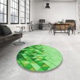thumbnail image 4 of Ahgly Tapis Rond Lavable en Machine Intérieur Transitionnel Vert Émeraude, 4 Pieds Rond, 4 of 7
