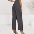 thumbnail image 4 of Timegard Lounge Pants for Women Elastic Waisted Button Straight Leg Ruched Casual Trousers with Pockets, 4 of 5