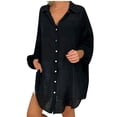 thumbnail image 2 of Birdeem Tuniques pour Femmes Amples Décontractées T-Shirt à Col à Revers Dames Manches Longues Blouse à Boucle Hauts, 2 of 6