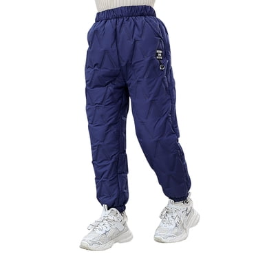 GPOECD Pantalon de Neige Garçon Hiver Doublé Chaud Épais Vêtements Actifs pour Enfants Vêtements de Jeu en Plein Air Pantalon Temps Froid Marine, 8-9 Ans