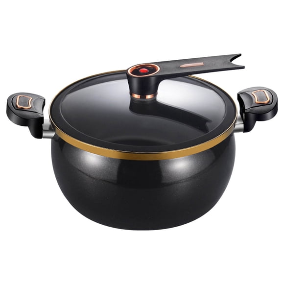Maplenight 8QT Stovetop Pressure Cooker - Fast Heating, Non-Stick & Induction Ready Pressure Cooker with Secure Lock Handles Black