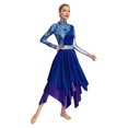 thumbnail image 4 of Nyeemya Robe de Danse Lyrique pour Femmes Manches Longues Métalliques Imprimé Rétro Coloré Tunique de Danse Culte Bleu TG, 4 of 6