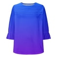 thumbnail image 3 of Plebaso Womens Summer Tops Ruffle 3/4 Length Sleeve Round Neck Shirts Pleated Casual Loose Tunic Blouses, 3 of 6