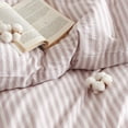 thumbnail image 4 of JOLUSERE Housse de Couette à Rayures 100 % Coton Ensemble Simple, Housse de Couette 2 Pcs à Texture Type Lin Respirante (Rayures Classiques Rose Grisâtre et Blanc), 4 of 12
