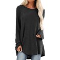 thumbnail image 1 of Innerwin T-shirt Col Rond Femme Tee Travail Couleur Unie T-shirt Ample Noir P, 1 of 7