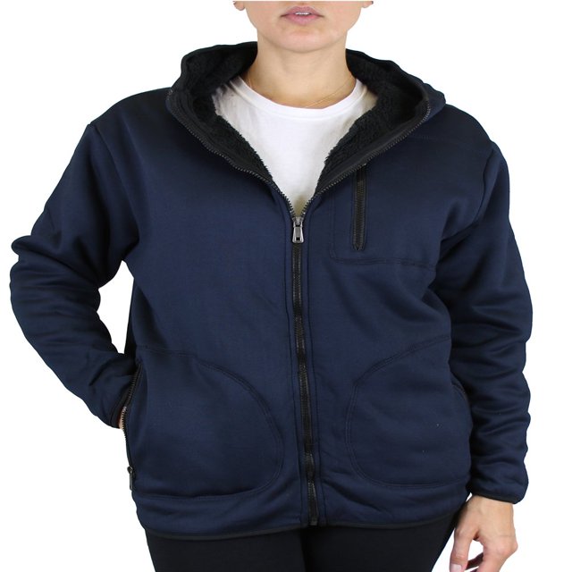 Sweat à Capuche Zippé Doublé en Sherpa Tech pour Femmes avec Poche Poitrine