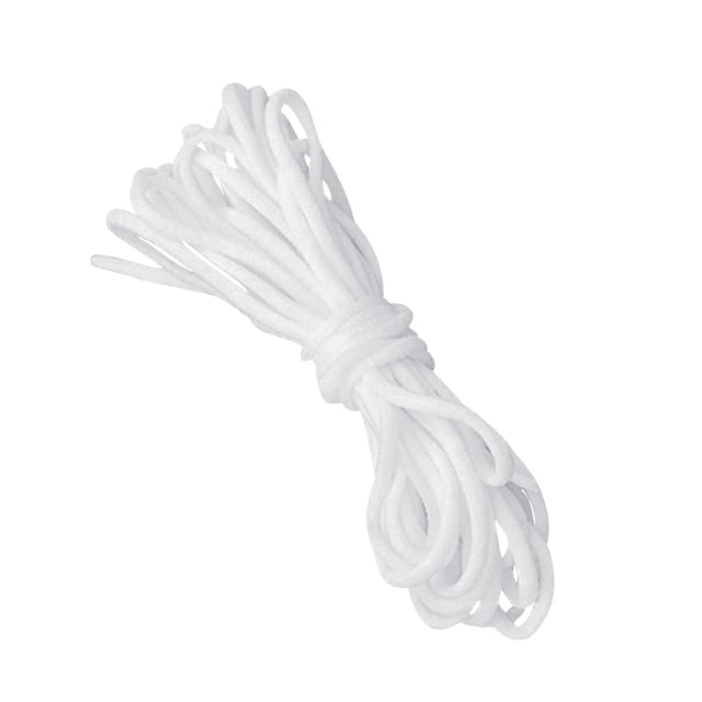 Decodeary Bande d'Oreille Élastique 10 m-50 m Corde d'Oreille Suspendue Ronde Artisanat Couture Cordon Accessoire 3 mm Blanc 10 m 1 Ensemble